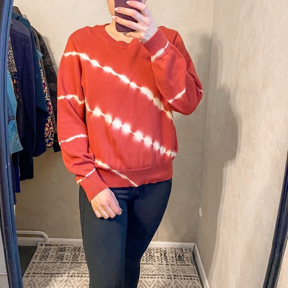 Veronica Beard Tie Dye Pullover Sweater Orange